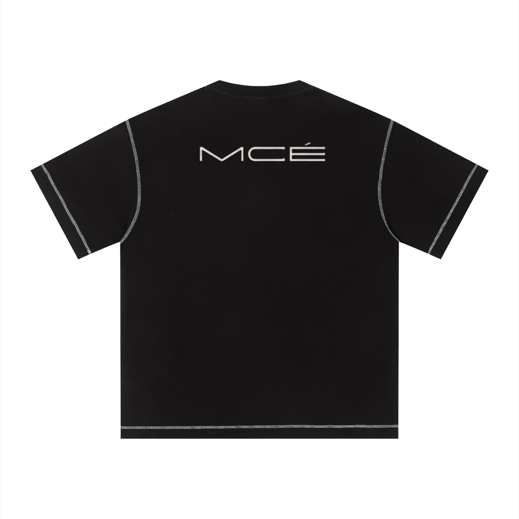 MERCÉ Sunfade Waffle Tee back view — waffle knit boxy oversized silhouette