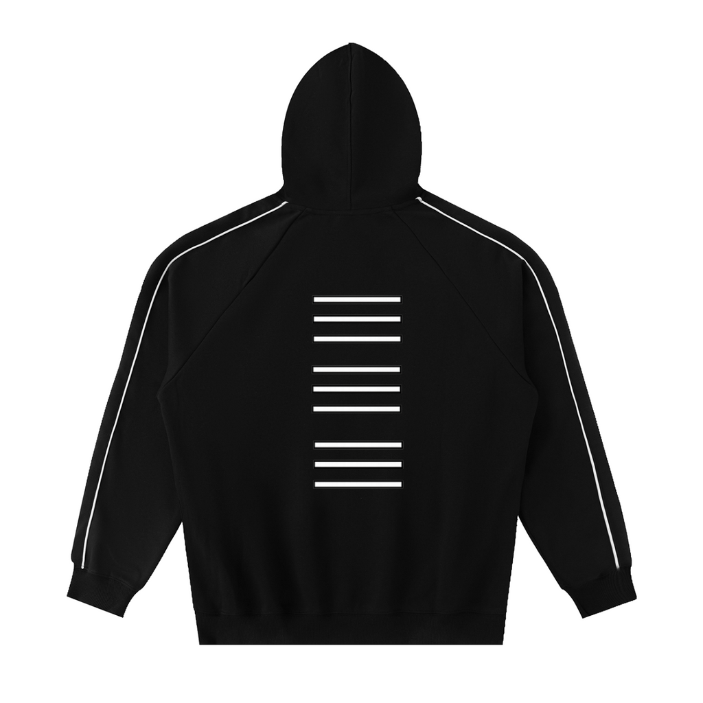 MERCÉ Nocturne Raglan Hoodie with contrast piping and oversized silhouette