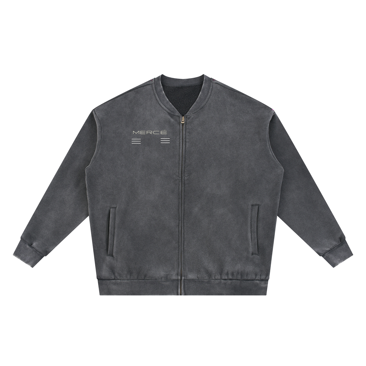 MERCÉ Vintage Fleece Varsity jacket in washed fleece with luxury silhouette