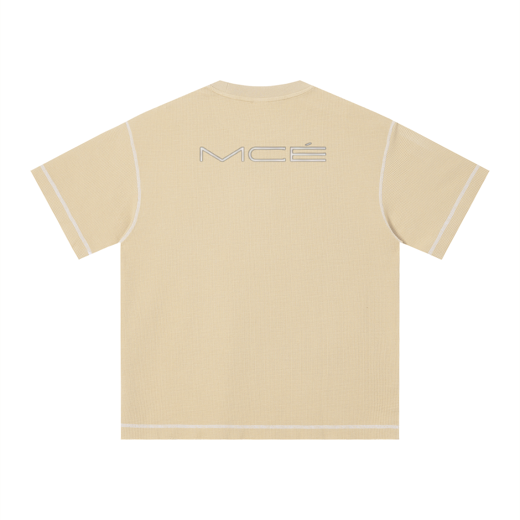 MERCÉ Sunfade Waffle Tee back view — waffle knit boxy oversized silhouette